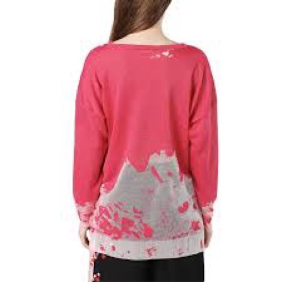 Diesel M Spots Oharw Long Sleeve Lurex Knit V Neck Top in Pink - Small-measured - Picture 3 of 13